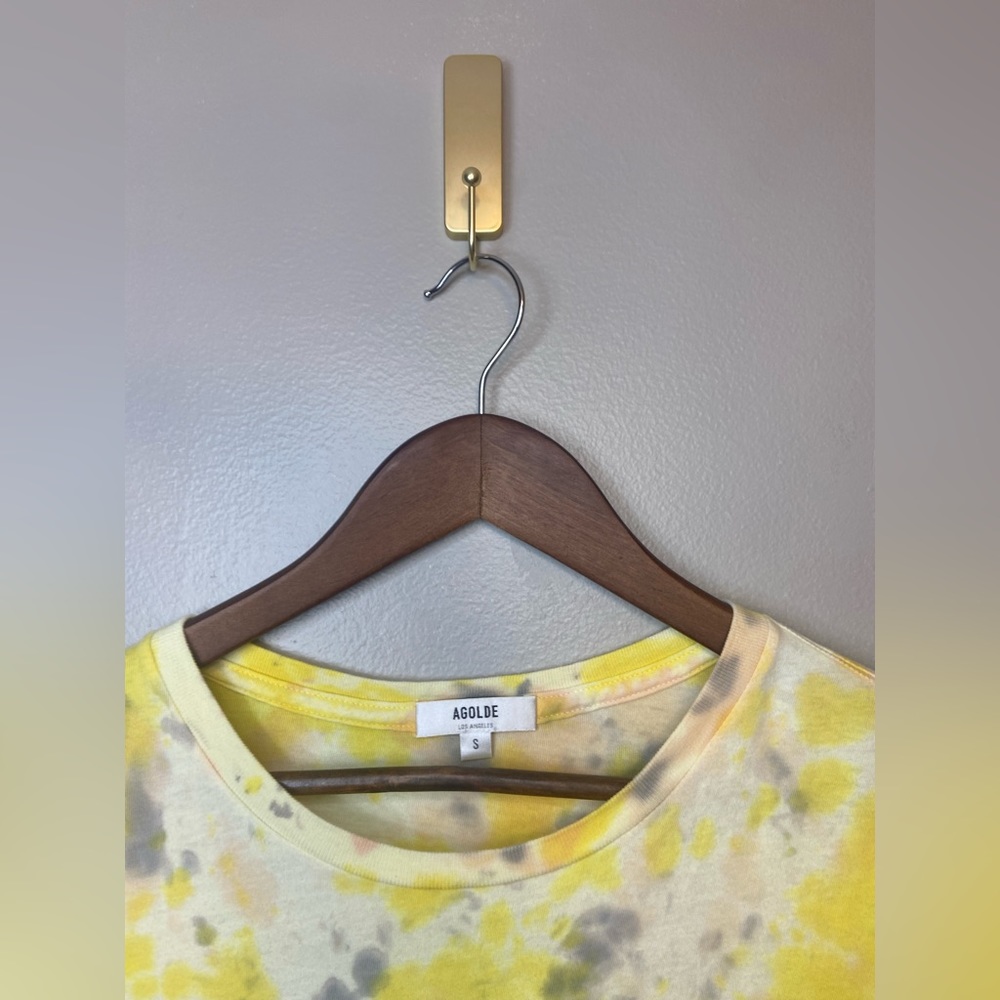 AGOLDE Linda Tie Dye Boxy Tee yellow black white crop relaxed comfortable bright - Picture 11 of 14